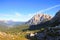 Beautiful summer landscape, fantastic alpine pass and high mountains, Dolomites, Italy, Europe. Selective focus