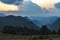 Beautiful summer landscape in the Rhodope mountain, Bulgaria with the sun at dawn