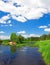 Beautiful summer landscape. river and blue sky
