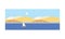 Beautiful summer landscape, seascape, beach and sea with bright sun vector Illustration