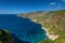 Beautiful summer landscape from the top of the steep cliffs at Kampi on the island of Zakynthos, Greece