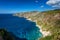 Beautiful summer landscape from the top of the steep cliffs at Kampi on the island of Zakynthos, Greece