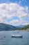 Beautiful summer Mediterranean landscape - blue sky and blue bay. Montenegro, Kotor Bay