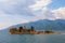 Beautiful summer Mediterranean landscape. Montenegro, Bay of Kotor , view of Island of Our Lady of Mercy