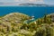 Beautiful summer panoramic seascape. Coastline of Corfu.