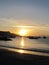 Beautiful summer sunset on the caribbean beaches while surfing and enjoying the scenery