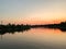 Beautiful summer sunset on the Dnipro river. Kherson, Ukraine. Landscape