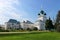 Beautiful summer view of the courtyard of famous russian landmark Rostov kremlin