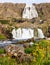 The beautiful summer view of Dynjandifoss Dynjandi Waterfall, jewels of the Westfjords, Iceland.