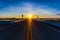 Beautiful sun rising sky with asphalt highways road