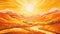 Beautiful sunburst landscape illustration. Sunset art painting in golden hues.