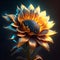 Beautiful sunflower. 3d rendering, 3d illustration. Generative AI
