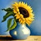 Beautiful sunflowers in a vase painting - ai generated image