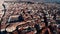 Beautiful sunny day in city,architecture and landmark of Madrid. Crowded center of capital of Spain.Aerial view of Plaza Mayor