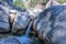 Beautiful Sunny lagoon in rocks and greenery with clear water