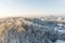 Beautiful sunny Vilnius city scene in winter. Aerial early evening view. Winter city scenery in Lithuania
