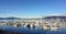 A beautiful sunny winter day overlooking a marina packed with sailboats along one of many beaches in Vancouver