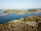 a beautiful sunnyday in archipelago by drones poin of view the gulf of Finland