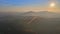 Beautiful sunrise in autumn season mountains with fog below panorama