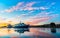 Beautiful sunrise clouds with smooth water of Larkspur, CA ferries.