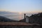 A beautiful sunrise on the coast of Sicily with roof tops in the foreground