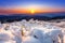 Beautiful sunrise on Deogyusan mountains covered with snow in wiin winter, Korea.