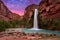 Beautiful sunrise in Havasu Falls, Havasupai, Arizona USA