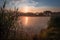 Beautiful sunrise at lake surrounded by forest in KrasnobrÃ³d, Roztocze, Poland