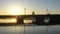 Beautiful sunrise near Annunciation bridge, in the center of St. Petersburg
