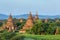 Beautiful sunrise over the ancient pagodas in Bagan