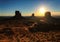 Beautiful sunrise over iconic Monument Valley