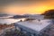 Beautiful sunrise over the Norwegian Sea near Alesund, Norway