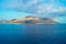 Beautiful sunrise over Palermo, panorama of the city from the sea