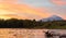 Beautiful sunrise over Plosky and Ostry Tolbachik Volcano