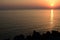 Beautiful sunrise over the sea near the city of Cefalu. Sicily