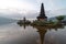 A beautiful sunrise at pura ulun danu bratan temple on Bratan lake, Bali, indonesia