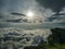 Beautiful Sunrise Sky with silhouette Rocky cliff in the morning on Khao Luang mountain in Ramkhamhaeng National Park