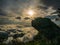 Beautiful Sunrise Sky with silhouette Rocky cliff in the morning on Khao Luang mountain in Ramkhamhaeng National Park