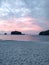 Beautiful sunrise at Tanjung Rhu white sand beach in Langkawi Malaysia.