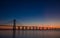 Beautiful sunrise at Vasco da Gama Bridge, the longest bridge in Europe, who spans the Tagus River in Lisbon, Portugal