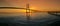 Beautiful sunrise at Vasco da Gama Bridge, the longest bridge in Europe, who spans the Tagus River in Lisbon, Portugal