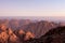 Beautiful sunrise view at Sinai mountain, Southern Egypt. Tourism concept. Natural wallpaper with free copyspace