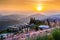 Beautiful sunrise at Wat Phra That Pha Son Kaew Temple in Khao Kho Phetchabun, Thailand.