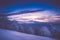 Beautiful sunrise in the winter mountains. Filtered im