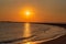 Beautiful sunset above the sea. Napatree Point Conservation Area. Westerly, Rhode Island.