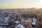 Beautiful sunset above winter Voronezh city