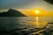 Beautiful sunset beach view on Pahawan Island. Lampung, Sumatera. Indonesia