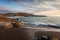 beautiful sunset on the beaches of ajuy, west coast of fuerteventura