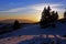 Beautiful sunset in Ciucas mountains, Romania, during the winter