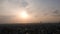 Beautiful sunset downtown panorama, setting sun over Osaka city, Japan